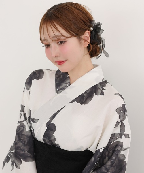 one after another NICE CLAUP（ワンアフターアナザーナイスクラップ）の「【1人で着られる】セパレート浴衣 / 浴衣+作り帯セット【接触冷感/吸水速乾】（浴衣・レディース・ホワイト系その他・FREE）」の12枚目の写真