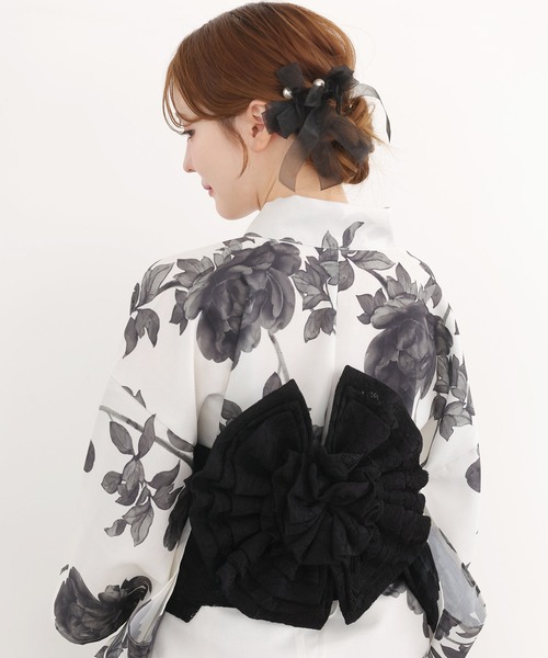 one after another NICE CLAUP（ワンアフターアナザーナイスクラップ）の「【1人で着られる】セパレート浴衣 / 浴衣+作り帯セット【接触冷感/吸水速乾】（浴衣・レディース・ホワイト系その他・FREE）」の14枚目の写真