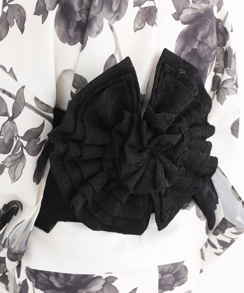 one after another NICE CLAUP（ワンアフターアナザーナイスクラップ）の「【1人で着られる】セパレート浴衣 / 浴衣+作り帯セット【接触冷感/吸水速乾】（浴衣・レディース・ホワイト系その他・FREE）」の4枚目の写真