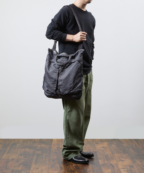 SLOW(スロウ)の「SLOW スロウ / dyed nylon-helmet shoulder bag- 製品染ナイロンショルダーバッグ 染色ナイロンヘルメットバッグ / 866S11S(ショルダーバッグ・メンズ・グレー/ブラック・FREE)」の19枚目の写真
