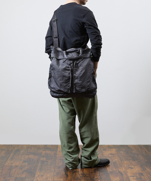SLOW(スロウ)の「SLOW スロウ / dyed nylon-helmet shoulder bag- 製品染ナイロンショルダーバッグ 染色ナイロンヘルメットバッグ / 866S11S(ショルダーバッグ・メンズ・グレー/ブラック・FREE)」の21枚目の写真
