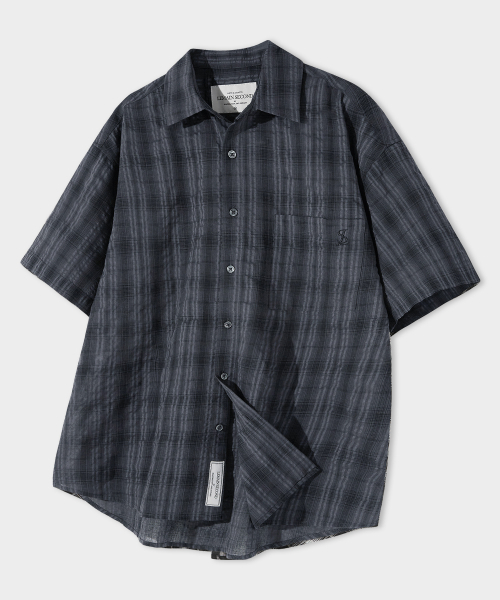 LEMAIN SECOND（リメインセカンド）の「チェックオーバーサイズ半袖シャツ[チャコール]（Tシャツ/カットソー・レディース・その他・MEDIUM/LARGE）」の19枚目の写真