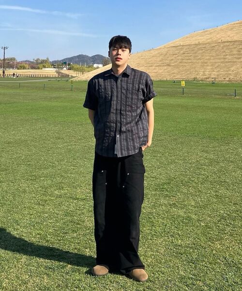 LEMAIN SECOND（リメインセカンド）の「チェックオーバーサイズ半袖シャツ[チャコール]（Tシャツ/カットソー・レディース・その他・MEDIUM/LARGE）」の11枚目の写真