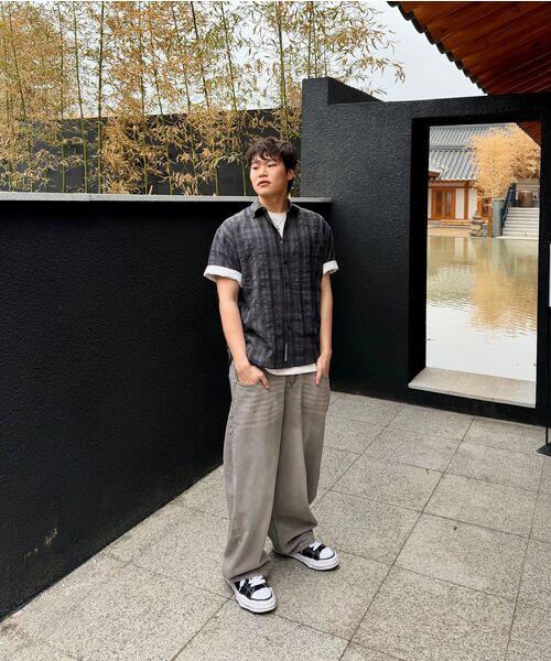 LEMAIN SECOND（リメインセカンド）の「チェックオーバーサイズ半袖シャツ[チャコール]（Tシャツ/カットソー・レディース・その他・MEDIUM/LARGE）」の12枚目の写真