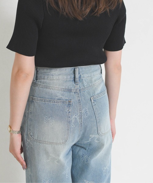 MISCH MASCH（ミッシュマッシュ）の「2026春夏新作 一部店舗限定 リボンモチーフデニムワイドパンツ（その他パンツ・レディース・ブルー/ホワイト・S/M）」の21枚目の写真