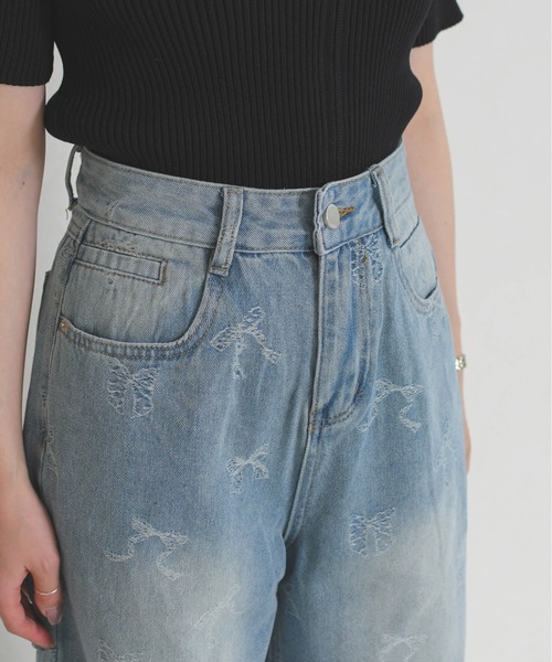 MISCH MASCH（ミッシュマッシュ）の「2026春夏新作 一部店舗限定 リボンモチーフデニムワイドパンツ（その他パンツ・レディース・ブルー/ホワイト・S/M）」の22枚目の写真