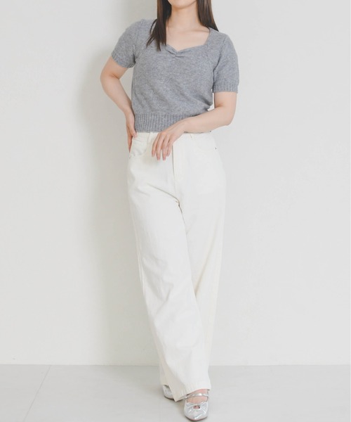 MISCH MASCH（ミッシュマッシュ）の「2026春夏新作 一部店舗限定 リボンモチーフデニムワイドパンツ（その他パンツ・レディース・ブルー/ホワイト・S/M）」の14枚目の写真