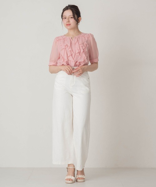 MISCH MASCH(ミッシュマッシュ)の「2026春夏新作 一部店舗限定 リボンモチーフデニムワイドパンツ(その他パンツ・レディース・ブルー/ホワイト・S/M)」の9枚目の写真