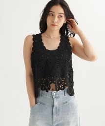 studio CLIP | 【daily CLIP】フラワーモチーフクロシェノースリーブ(タンクトップ)