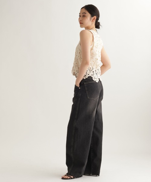 studio CLIP（スタディオクリップ）の「【daily CLIP】フラワーモチーフクロシェノースリーブ（タンクトップ・レディース・ホワイト/ブラック・FREE）」の19枚目の写真