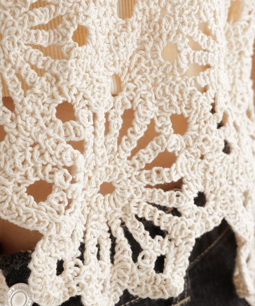 studio CLIP（スタディオクリップ）の「【daily CLIP】フラワーモチーフクロシェノースリーブ（タンクトップ・レディース・ホワイト/ブラック・FREE）」の11枚目の写真