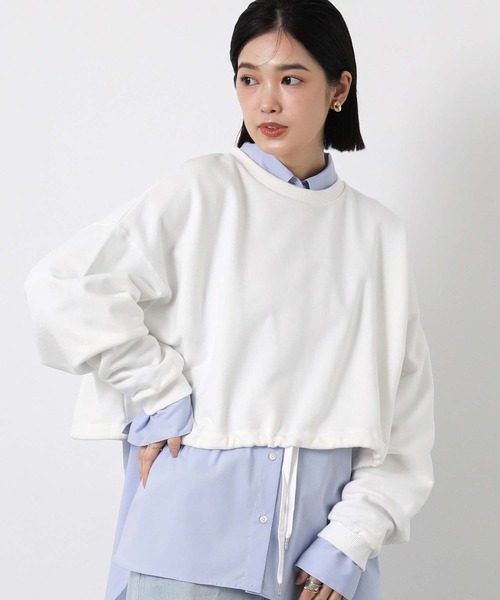 Le Minor（ルミノア）の「ルミノア裏毛ドロスト（Tシャツ/カットソー・レディース・ホワイト/ピンク・FREE）」の7枚目の写真