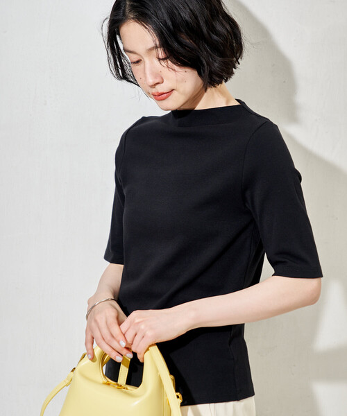 FREAK'S STORE(フリークスストア)の「コットンモダール ボトルネック 半袖Tシャツ(Tシャツ/カットソー・レディース・ブラウン/ホワイト/ネイビー/サックスブルー/ブラック・SMALL/MEDIUM)」の22枚目の写真
