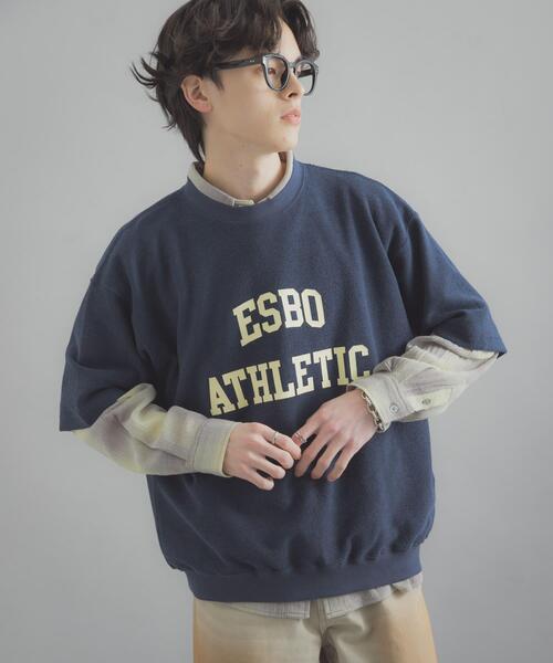 SENSE OF PLACE by URBAN RESEARCH(センスオブプレイスバイアーバンリサーチ)の「カレッジスウェットショートスリーブTシャツ(スウェット・メンズ・グレー/ネイビー/レッド・MEDIUM/LARGE)」の2枚目の写真
