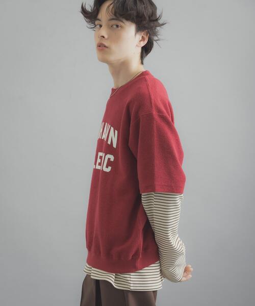 SENSE OF PLACE by URBAN RESEARCH(センスオブプレイスバイアーバンリサーチ)の「カレッジスウェットショートスリーブTシャツ(スウェット・メンズ・グレー/ネイビー/レッド・MEDIUM/LARGE)」の3枚目の写真
