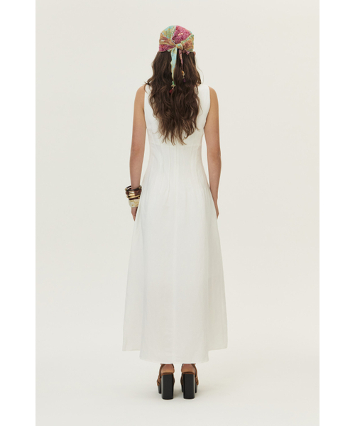 KUME(クメ)の「Linen Boat-Neck Pintucked Dress, Ivory(ワンピース・レディース・その他・LARGE/MEDIUM/SMALL)」の3枚目の写真