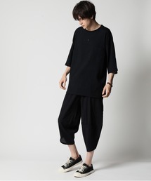 ARCADE（アーケード）の「上下セットアップ 楊柳 麻混素材 リラックスフィット 半袖ポケットTシャツ サルエルパンツ（ルームウェア/パジャマ）」