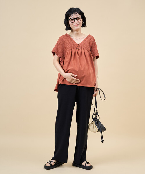 FREAK'S STORE（フリークスストア）の「限定展開　ピグメント シャーリング フレンチ スリーブ トップス（Tシャツ/カットソー・レディース・グリーン/ライトグレー/オレンジ/ブルー/オフホワイト/ブラック・ﾌﾘ-）」の11枚目の写真
