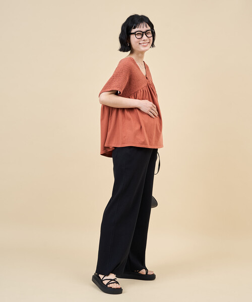 FREAK'S STORE（フリークスストア）の「限定展開　ピグメント シャーリング フレンチ スリーブ トップス（Tシャツ/カットソー・レディース・グリーン/ライトグレー/オレンジ/ブルー/オフホワイト/ブラック・ﾌﾘ-）」の12枚目の写真