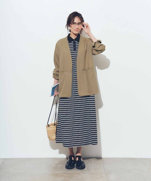 IEDIT(イディット)の「IEDIT 洗えてしわになりにくいリネン混素材 軽快に着られるノーカラージャケット(ノーカラージャケット・レディース・ベージュ・3L/LL/L/M/S)」の10枚目の写真