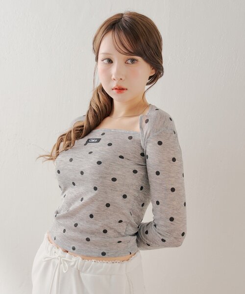 Chico（チコ）の「スクエアネックドットトップス（Tシャツ/カットソー・レディース・アイボリー/グレー/ベージュ/ブラック・FREE）」の21枚目の写真
