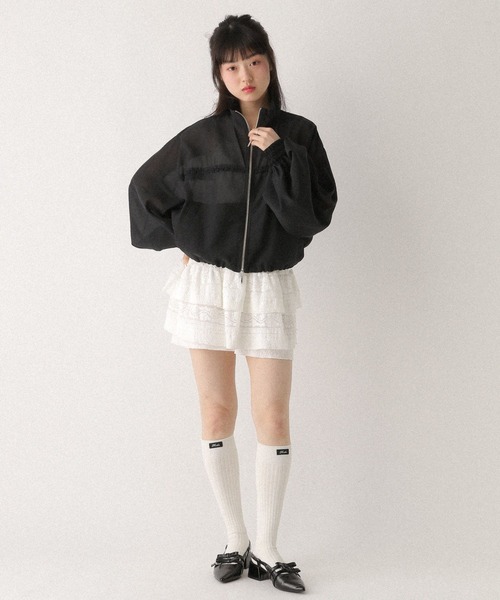 Heather（ヘザー）の「ミニフリルシアーZIPブルゾン　666491（ブルゾン・レディース・オフホワイト/ホワイト系その他/ブラック・FREE）」の21枚目の写真