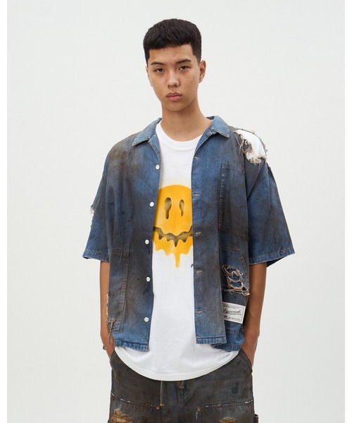DISCOVERED(ディスカバード)の「SHORT SLEEVE DENIM SHIRTS(シャツ/ブラウス・メンズ・ブラック/インディゴブルー・SMALL/LARGE)」の1枚目の写真