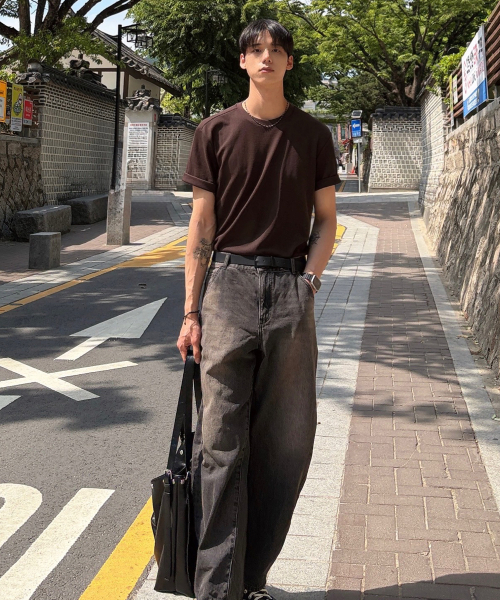 MINDBRIDGE（マインドブリッジ）の「[エアクール]ワッフル生地レギュラーフィット半袖Tシャツ - 2カラー（Tシャツ/カットソー・メンズ・ブラウン/ライトグレー・95/100/105/110）」の15枚目の写真