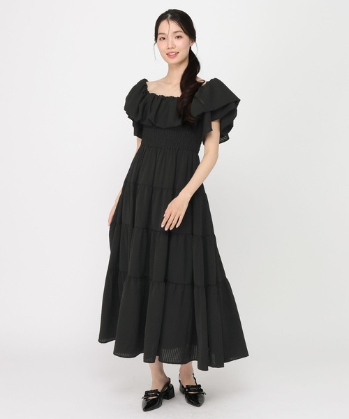 Heather(ヘザー)の「2WAYショルダーフリルワンピース 679986(ワンピース・レディース・ホワイト系その他/ブラック/オレンジ系その他/オフホワイト・FREE)」の3枚目の写真