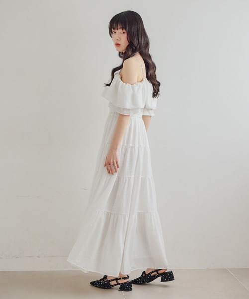 Heather(ヘザー)の「2WAYショルダーフリルワンピース 679986(ワンピース・レディース・ホワイト系その他/ブラック/オレンジ系その他/オフホワイト・FREE)」の8枚目の写真