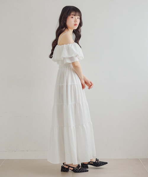 Heather(ヘザー)の「2WAYショルダーフリルワンピース 679986(ワンピース・レディース・ホワイト系その他/ブラック/オレンジ系その他/オフホワイト・FREE)」の11枚目の写真