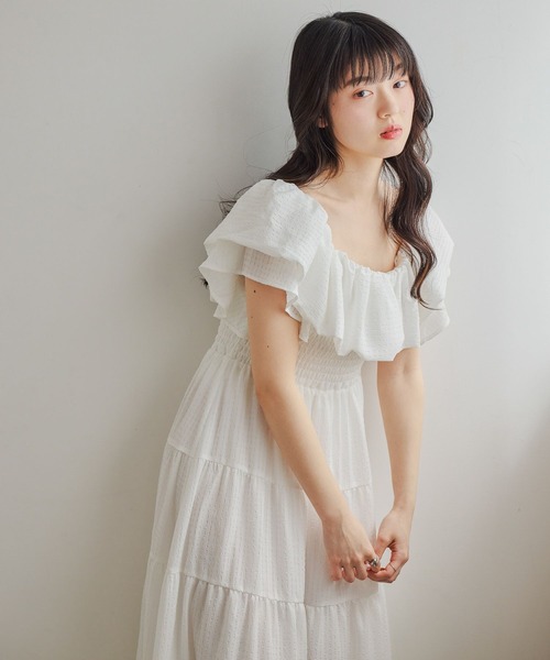 Heather(ヘザー)の「2WAYショルダーフリルワンピース 679986(ワンピース・レディース・ホワイト系その他/ブラック/オレンジ系その他/オフホワイト・FREE)」の12枚目の写真