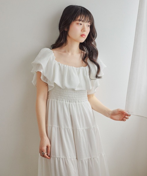 Heather(ヘザー)の「2WAYショルダーフリルワンピース 679986(ワンピース・レディース・ホワイト系その他/ブラック/オレンジ系その他/オフホワイト・FREE)」の13枚目の写真