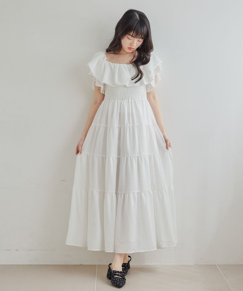Heather(ヘザー)の「2WAYショルダーフリルワンピース 679986(ワンピース・レディース・ホワイト系その他/ブラック/オレンジ系その他/オフホワイト・FREE)」の18枚目の写真