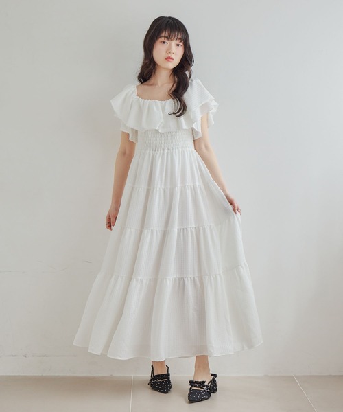 Heather(ヘザー)の「2WAYショルダーフリルワンピース 679986(ワンピース・レディース・ホワイト系その他/ブラック/オレンジ系その他/オフホワイト・FREE)」の19枚目の写真
