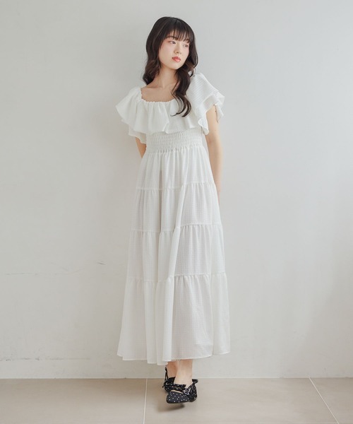 Heather(ヘザー)の「2WAYショルダーフリルワンピース 679986(ワンピース・レディース・ホワイト系その他/ブラック/オレンジ系その他/オフホワイト・FREE)」の20枚目の写真