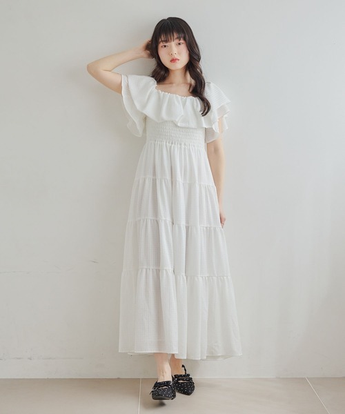Heather(ヘザー)の「2WAYショルダーフリルワンピース 679986(ワンピース・レディース・ホワイト系その他/ブラック/オレンジ系その他/オフホワイト・FREE)」の22枚目の写真