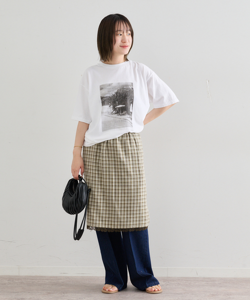 U by SPICK&SPAN(ユーバイスピックアンドスパン)の「Atelier Edition/アトリエ エディション EMBROIDERED LACE CHECK SKIRT(スカート・レディース・カーキ・MEDIUM)」の17枚目の写真
