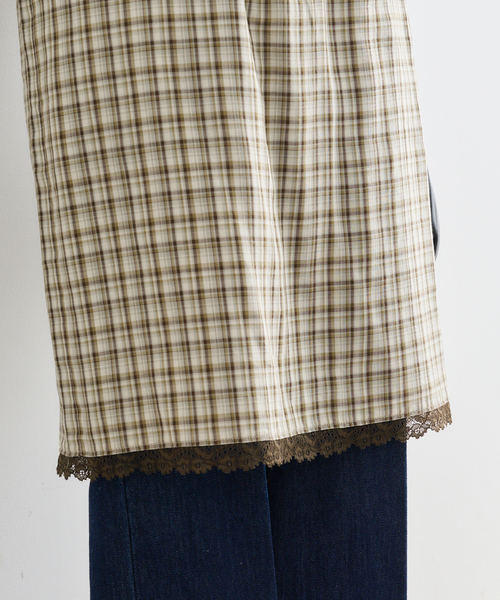 U by SPICK&SPAN(ユーバイスピックアンドスパン)の「Atelier Edition/アトリエ エディション EMBROIDERED LACE CHECK SKIRT(スカート・レディース・カーキ・MEDIUM)」の13枚目の写真