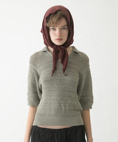 LAATO(ラート)の「basket knit(ニット/セーター・レディース・ライトブラウン/ブラック・FREE)」の1枚目の写真