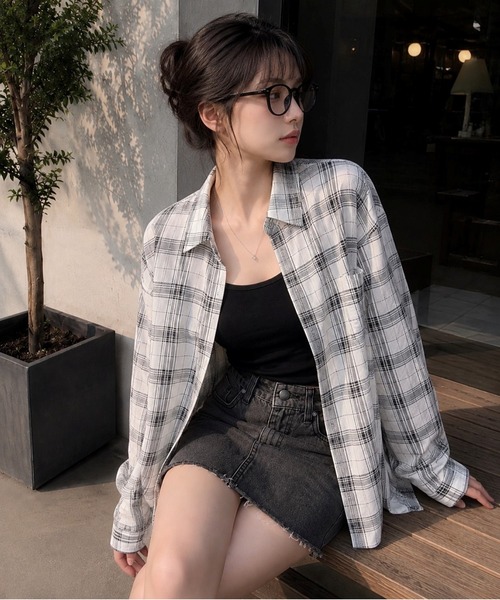 Bling Leads（ブリングリーズ）の「【Bls】 【ZL】【Bling Leads】シースルーチェックシャツ（シャツ/ブラウス・レディース・ブラック/レッド/ホワイト/ブラック系その他/ベージュ・FREE）」の10枚目の写真