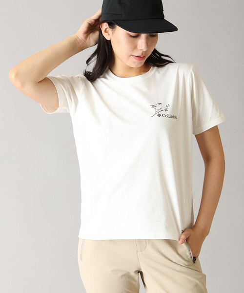 Columbia(コロンビア)の「UVカット Columbia/ ウィメンズ タイムトゥートレイル グラフィック ショートスリーブTシャツ /コロンビア(Tシャツ/カットソー・レディース・ブルー/ホワイト/ブラック・S/L/XL/M)」の1枚目の写真