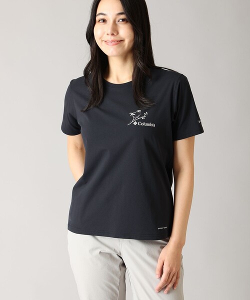 Columbia(コロンビア)の「UVカット Columbia/ ウィメンズ タイムトゥートレイル グラフィック ショートスリーブTシャツ /コロンビア(Tシャツ/カットソー・レディース・ブルー/ホワイト/ブラック・S/L/XL/M)」の2枚目の写真