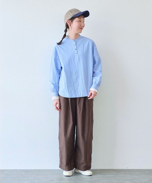 bulle de savon(ビュルデサボン)の「80/タイプライター ナチュラルトリプルワッシャー バンドカラーブラウス(シャツ/ブラウス・レディース・サックスブルー/ホワイト・FREE)」の14枚目の写真