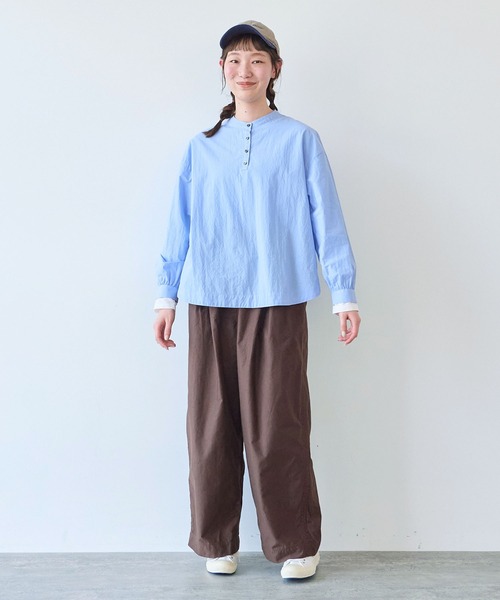 bulle de savon(ビュルデサボン)の「80/タイプライター ナチュラルトリプルワッシャー バンドカラーブラウス(シャツ/ブラウス・レディース・サックスブルー/ホワイト・FREE)」の17枚目の写真