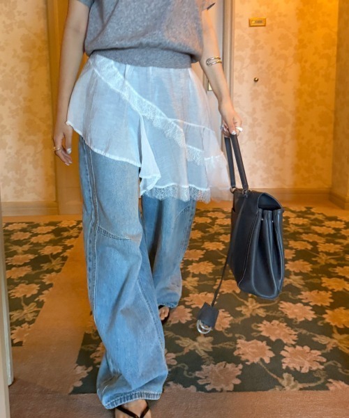 FREE STYLISTS（フリー スタイリスト）の「YUGA_YGMC　　Korean-style  Hem tiered flare camisole dress（チュニック・レディース・ホワイト/ライトグレー・FREE）」の4枚目の写真
