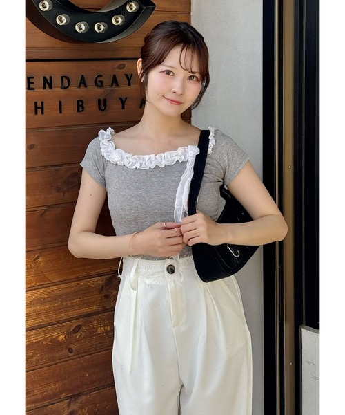 frunco（フランコ）の「ローズフリルTシャツ（Tシャツ/カットソー・レディース・ホワイト/ピンク/ブルー/グレー・FREE）」の12枚目の写真