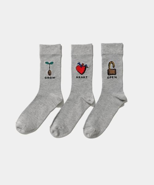 beautiful people（ビューティフルピープル）の「sock a trois HEART（ソックス/靴下・レディース・アイボリー/チャコールグレー・LARGE/MEDIUM）」の2枚目の写真