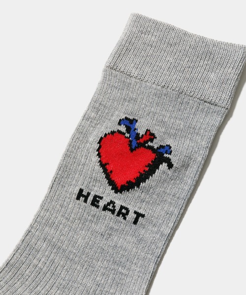 beautiful people（ビューティフルピープル）の「sock a trois HEART（ソックス/靴下・レディース・アイボリー/チャコールグレー・LARGE/MEDIUM）」の4枚目の写真