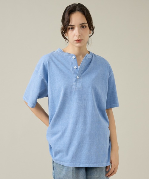 JEMORGAN（ジェーイーモーガン）の「【JEMORGAN /ジェーイーモーガン 】ピグメント半袖ヘンリーネックTシャツ/ユニセックス/JQ023-22S（Tシャツ/カットソー・メンズ・ブラック/サックスブルー/オフホワイト/イエロー/パープル/グリーン・M/L/XL）」の4枚目の写真